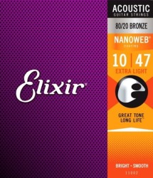 Elixir Nanoweb 80/20 Bronze (10-47) - struny do gitary akustycznej